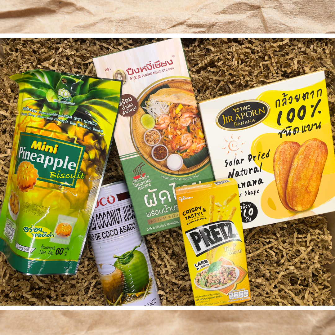 Sukhothai OMGBOX Inhalt – Thai Snacks und geröstetes Kokosnusswasser
