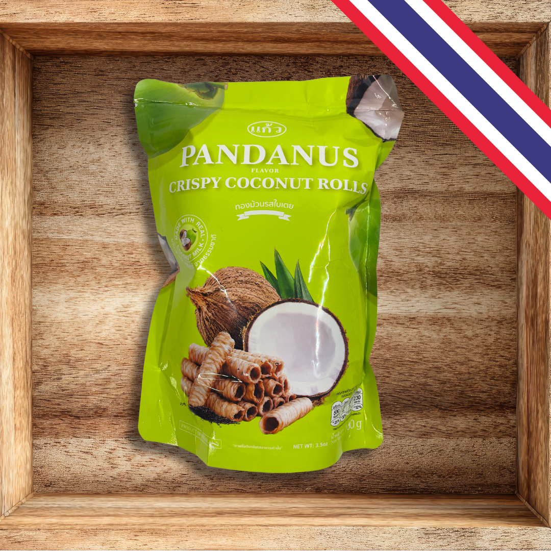 Kaew Crispy Coconut Rolls – Pandanus (100g)