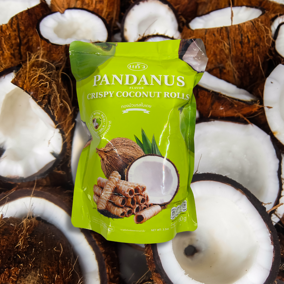Kaew Crispy Coconut Rolls – Pandanus (100g)