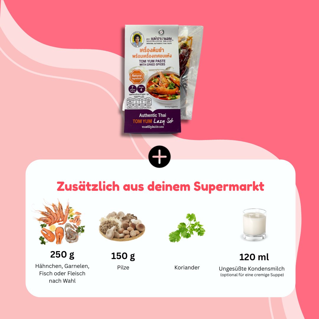 Maepranom Tom Yum Paste mit getrockneten Kräutern – Lazy Set (88g)