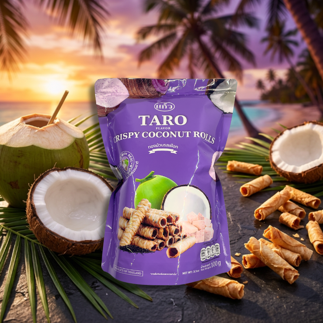 Kaew Crispy Coconut Rolls – Taro (100g)